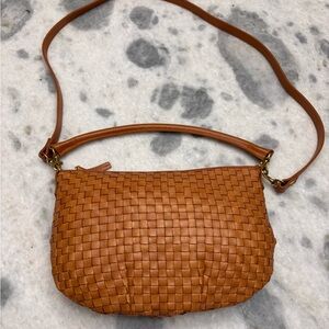 Clare V. Petit Moyen Hand Woven Leather Crossbody Bag
